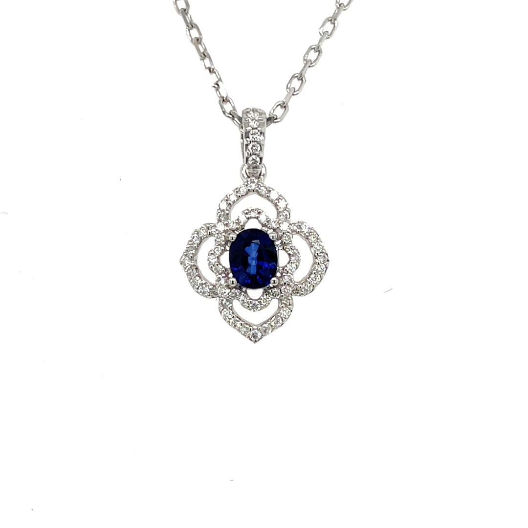 Blue Sapphire Diamond Pendant