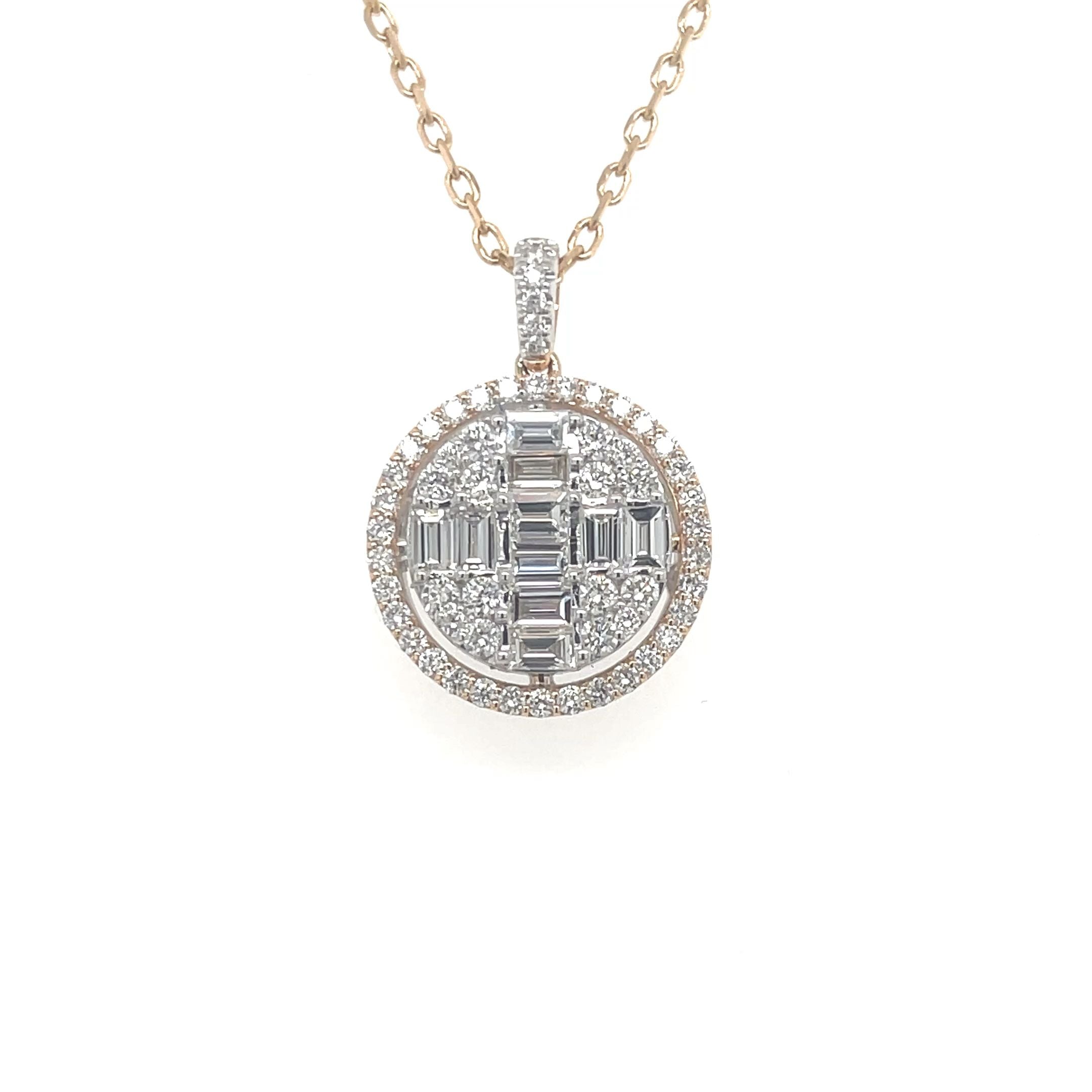 Round Baguette Diamond Pendant