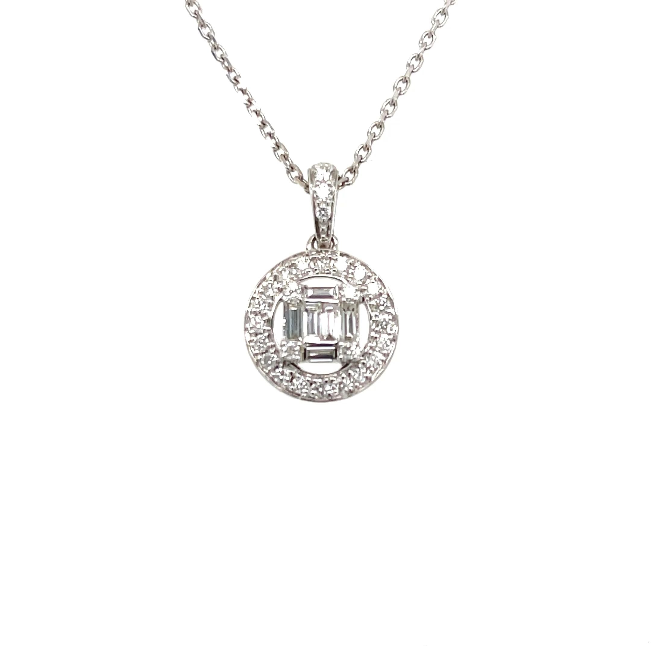 Round Baguette Diamond Pendant