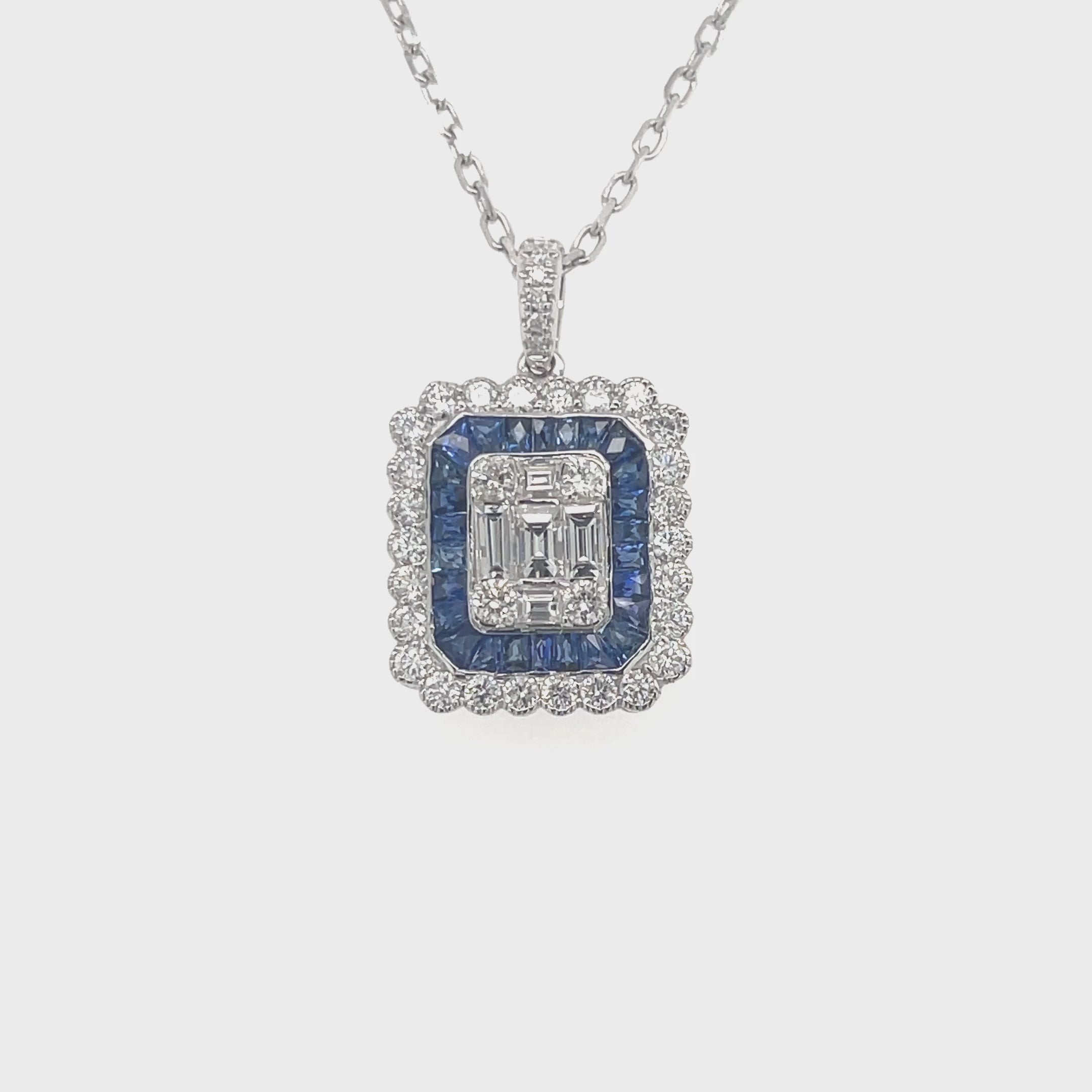 Blue Sapphire Diamond Pendant