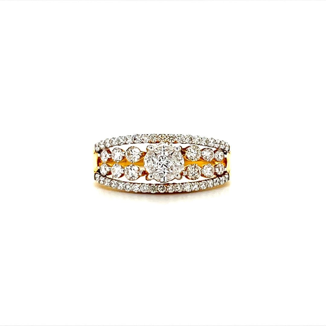 Illusion Diamond Ring In Yellow Gold