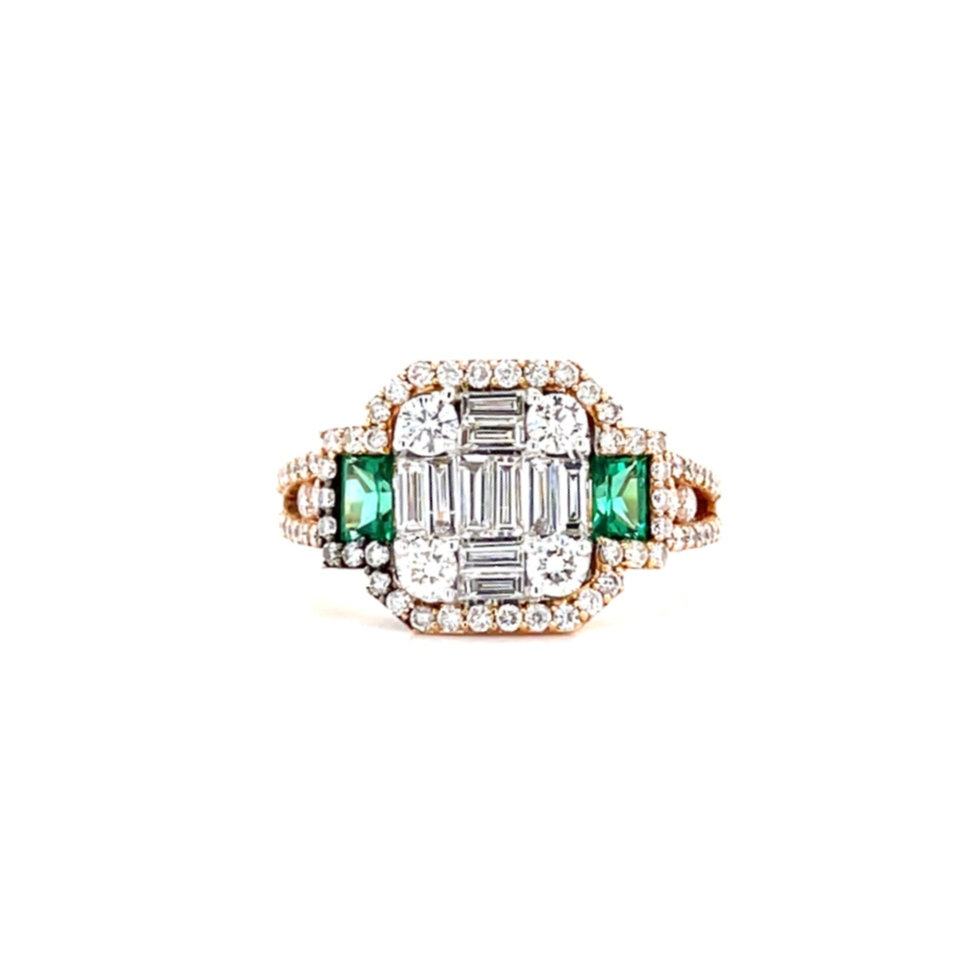 Rose Gold Emerald Diamond Ring