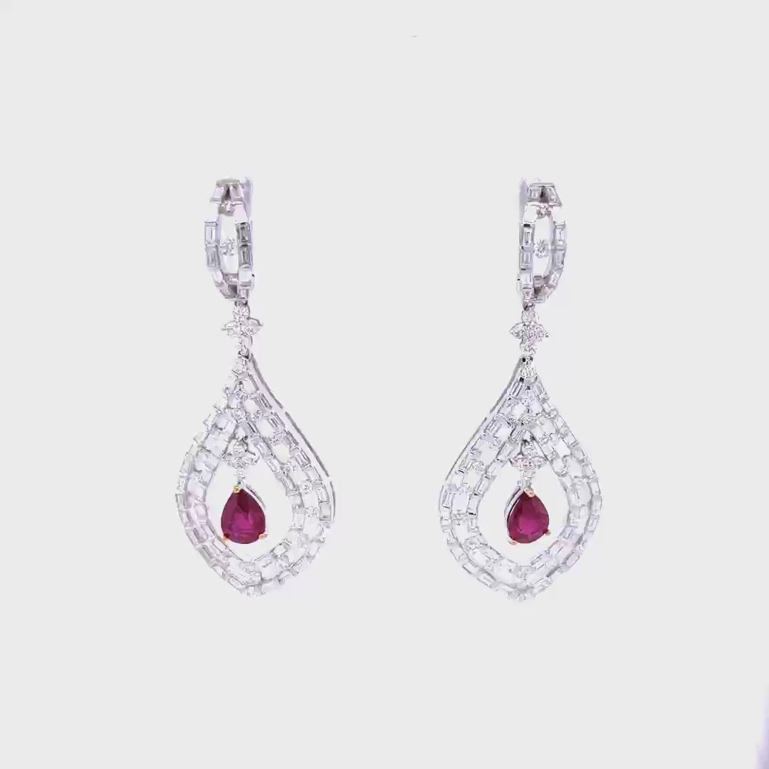 Diamond Earrings With Rubies